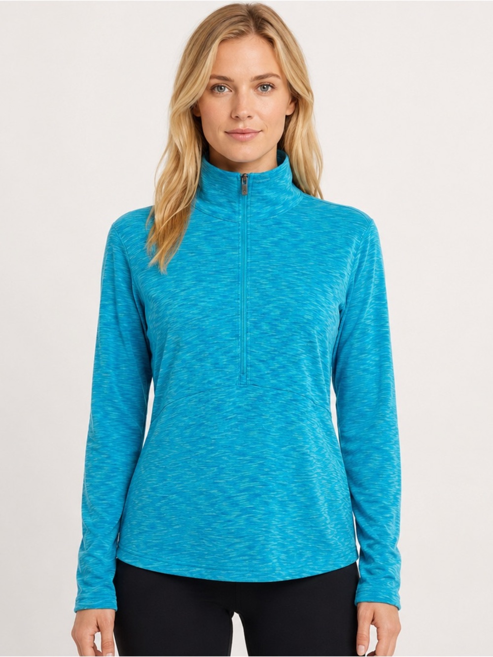 Columbia Half-Zip Pullover Mock Turtleneck Turquoise Space Dye Size Medium